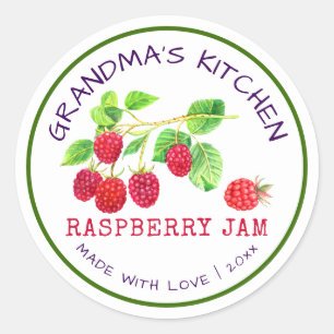 Sticker Rond Confiture de framboise de la cuisine de grand-mère