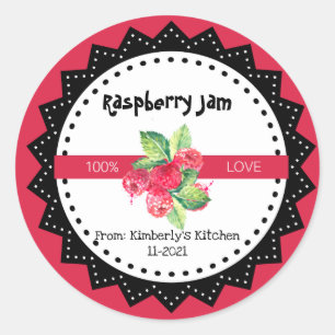 Sticker Rond Confiture De Framboise Fabriquée Avec Amour Rustiq