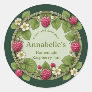 Sticker Rond Confiture de framboise florale
