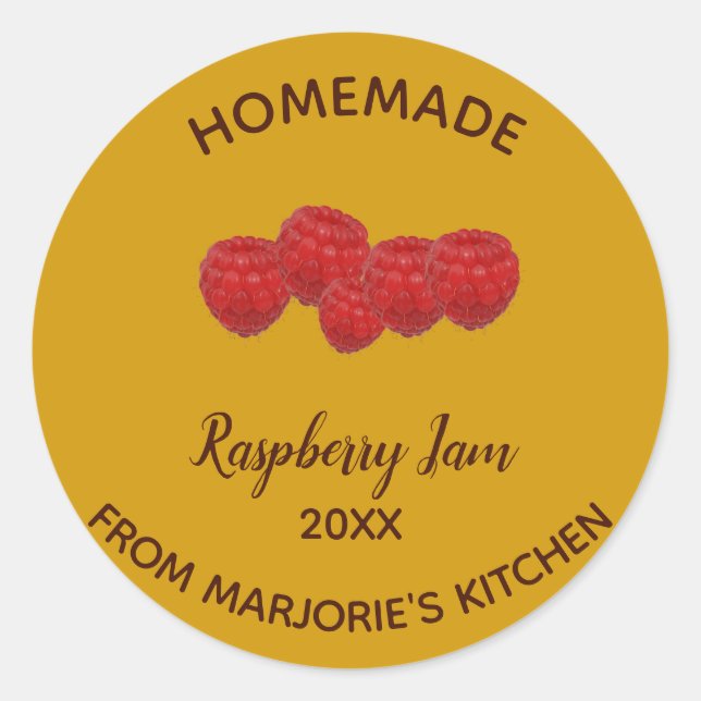 Sticker Rond Confiture de framboise maison comestible (Devant)