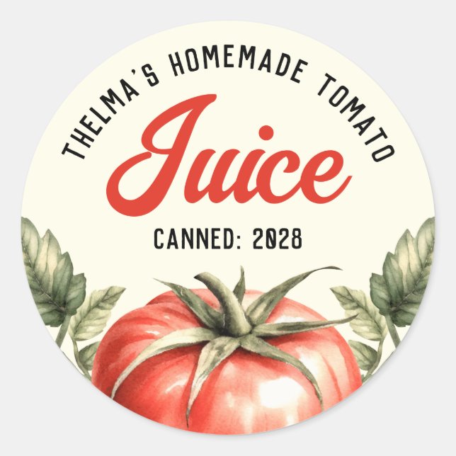 Sticker Rond confiture de jus de tomate maison personnalisée (Devant)