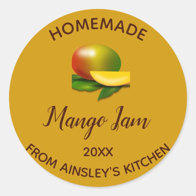 Sticker Rond Confiture de mangue maison modifiable (Devant)