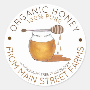 Sticker Rond Confiture de miel bio Pure Fabriquée maison avec a