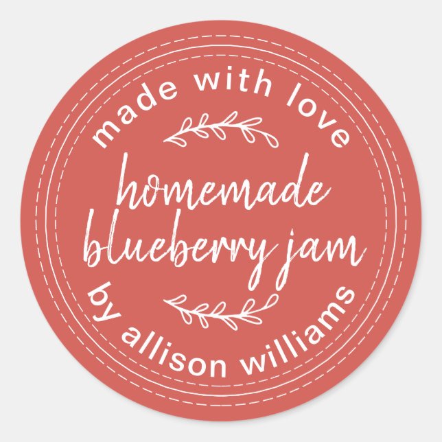 Sticker Rond Confiture de Myrtille Maison Rustique Automne Roug (Devant)