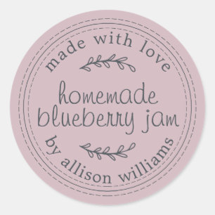 Sticker Rond Confiture de myrtille maison rustique dans un pot