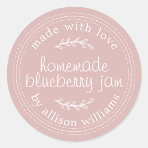 Sticker Rond Confiture de myrtille maison rustique dans un pot 