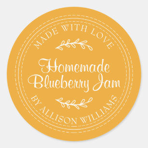 Sticker Rond Confiture de myrtille maison rustique mise en cons