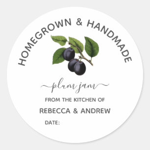 Sticker Rond Confiture de prunes fait maison et artisanale Vint