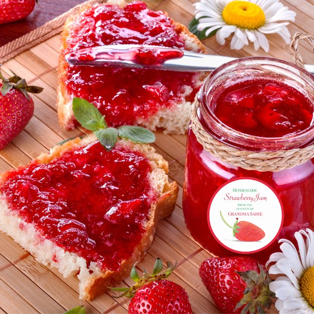Sticker Rond Confiture d'illustration de fraise (Créateur téléchargé)