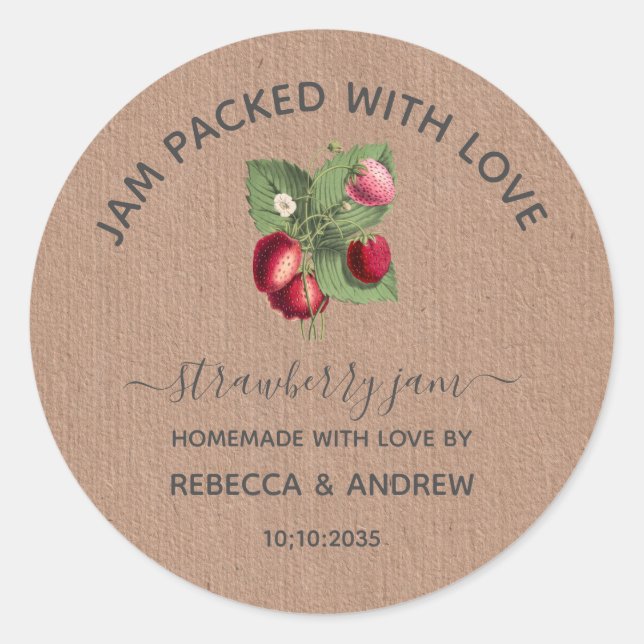 Sticker Rond Confiture empaquetée avec Amour Fraise Conflit Mar (Devant)