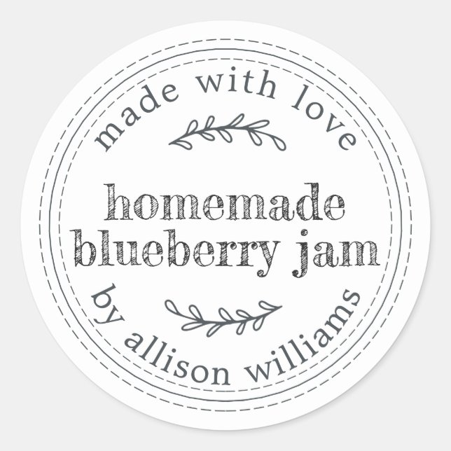 Sticker Rond Confiture Maison Rustique de Myrtille Mise en Pot  (Devant)