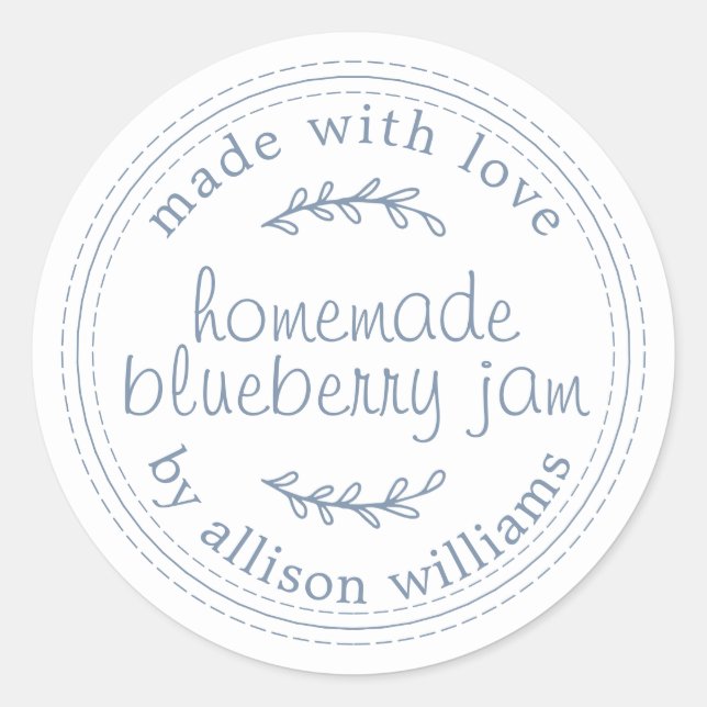 Sticker Rond Confiture Maison Rustique de Myrtille Mise en Pot  (Devant)