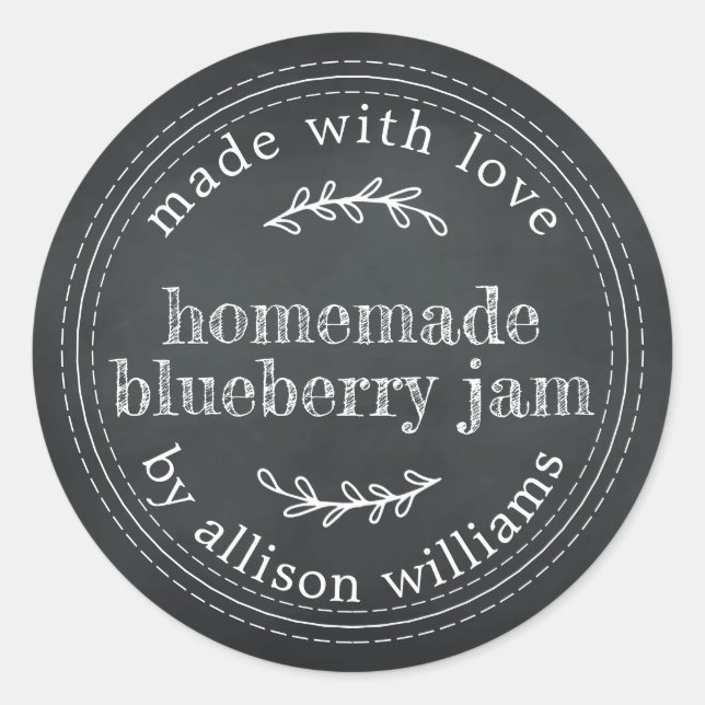 Sticker Rond Confiture Maison Rustique Tableau Noir (Devant)