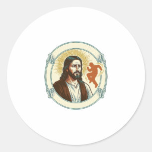 Sticker Rond Confus Jésus Tendance de danse virale Silhouette V