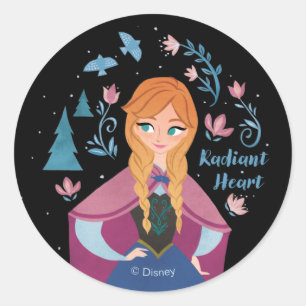 Sticker Rond Congelé 2   Aquarelle Anna "Coeur Radiant"