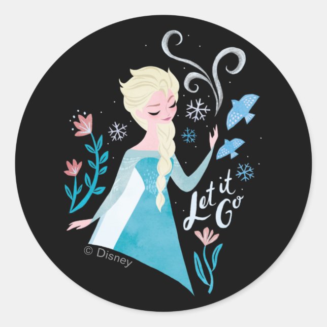 Sticker Rond Congelé 2 | Aquarelle Elsa "Let It Go" (Devant)