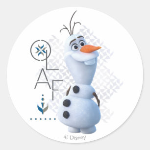 Sticker Rond Congelé 2 : Olaf avec nom stylisé Graphique
