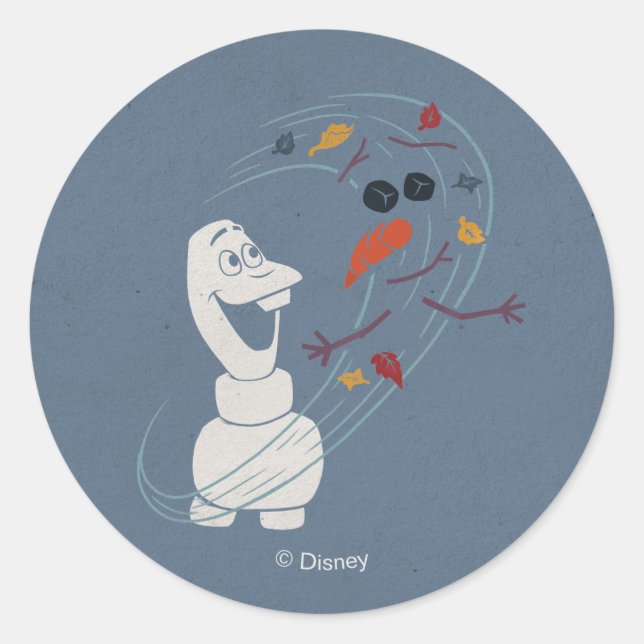 Sticker Rond Congelé 2 : Olaf Et Le Vent (Devant)