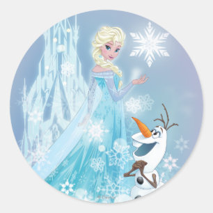 Sticker Rond Congelé   Elsa et Olaf - Icy Glow