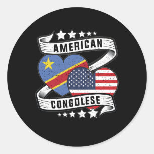 Sticker Rond Congo-Américain Demi-Congolais Demi-Américain Co