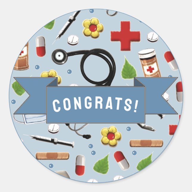 Sticker Rond Congrats de fin d'études en soins infirmiers (Devant)