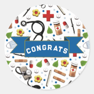 Sticker Rond Congrats de fin d'études en soins infirmiers