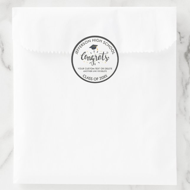 Sticker Rond Congrats d'études sur mesure Classe de Casquette d (Sac)