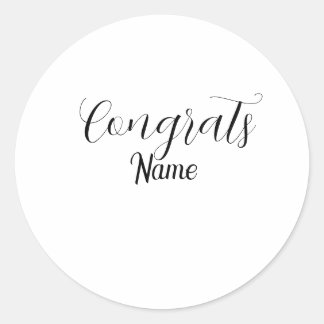 Sticker Rond Congrats graduate name simple minimal year class 