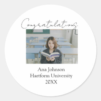Sticker Rond Congratulations photo graduate name university yea