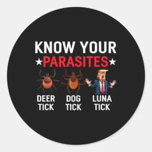 Sticker Rond Connaissez vos parasites Mème anti-Trump Trump Par