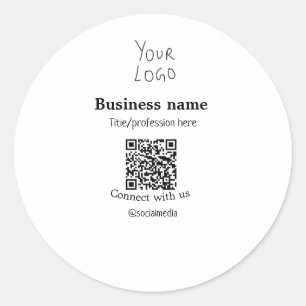 Sticker Rond Connectez-vous avec nous logo entreprise QR nom de
