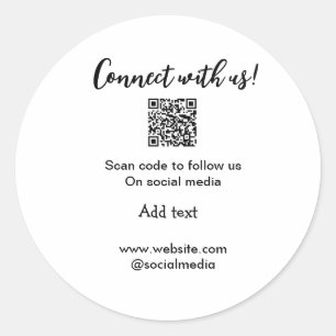 Sticker Rond Connectez-vous avec nous scan QR code ajouter e-ma