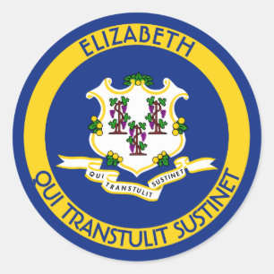 Sticker Rond Connecticut La Constitution État Drapeau Personnel