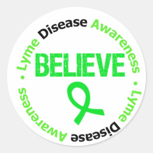 Sticker Rond Conscience de la maladie de Lyme Croire v1