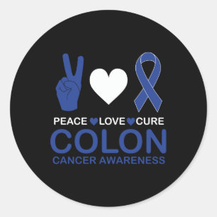 Sticker Rond Conscience du cancer du côlon Bleu Ribbon Long Man