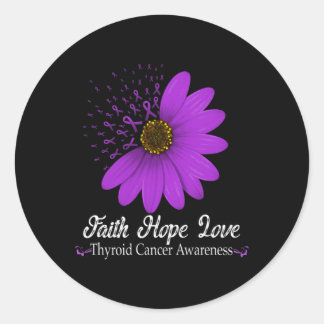 Sticker Rond Conscience du cancer Faith Hope Love Purple Ribbon