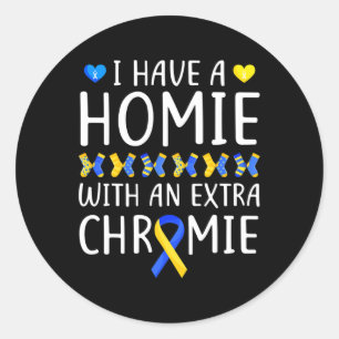 Sticker Rond Conscience du syndrome de Down J'ai une maison sup