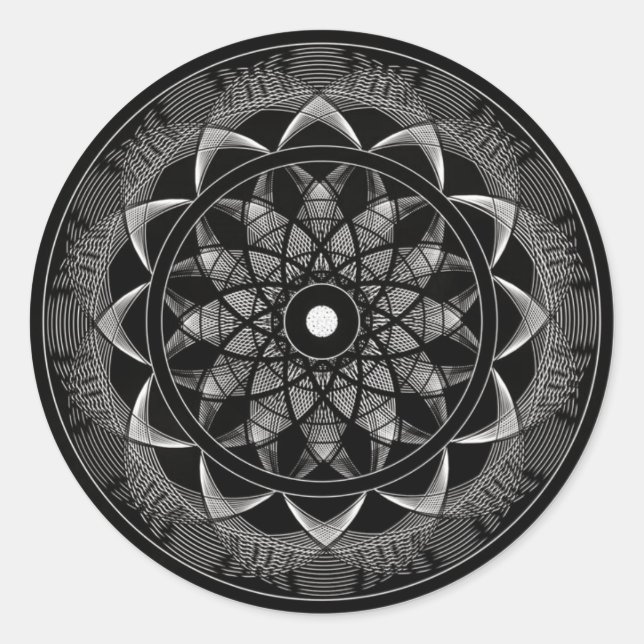 Sticker Rond Conscience - Géométrie Sacrée Mandala (Devant)