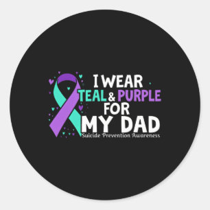 Sticker Rond Conscience Je Porte Turquoise Et Violet Pour Mon P