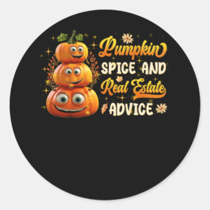 Sticker Rond Conseil citrouille d'épices et immobilier Hallowee