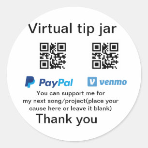 Sticker Rond Conseil virtuel jar q r code argent don PayPal ven