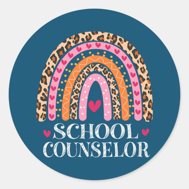 Sticker Rond Conseiller scolaire Rainbow Leopard Appréciation (Devant)