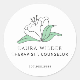 Sticker Rond Conseiller Thérapiste Serene White Flower Business