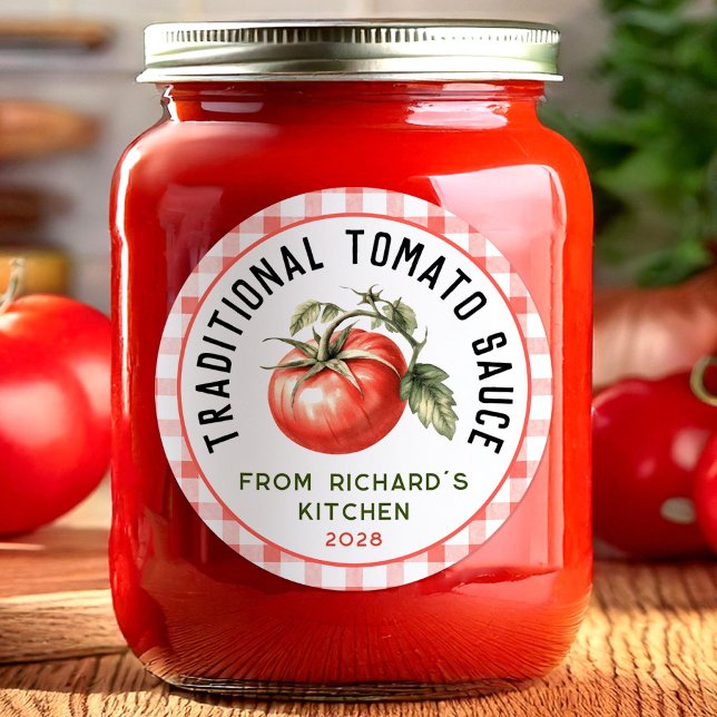 Sticker Rond Conservation de sauce tomate traditionnelle en boc (Créateur téléchargé)