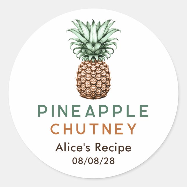 Sticker Rond Conserve de chutney d'ananas fait maison (Devant)