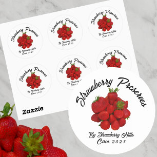Sticker Rond Conserve de fraises Photographie Alimentation Mise
