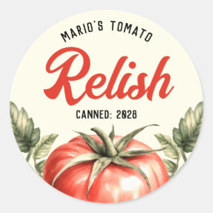 Sticker Rond Conserve de relish de tomates fait maison de style