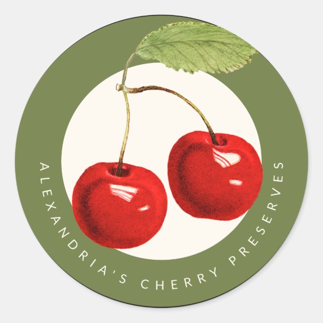 Sticker Rond Conserve ou gelée de cerises maison (Devant)