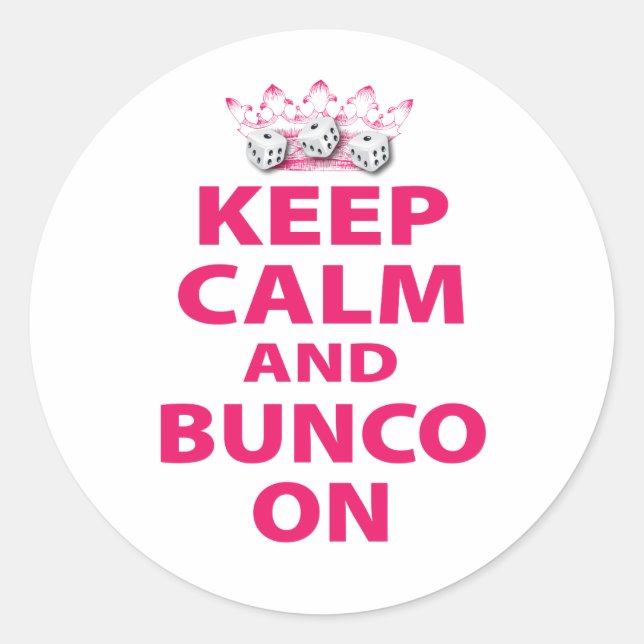 Sticker Rond Conserver le calme et Bunco sur la conception (Devant)