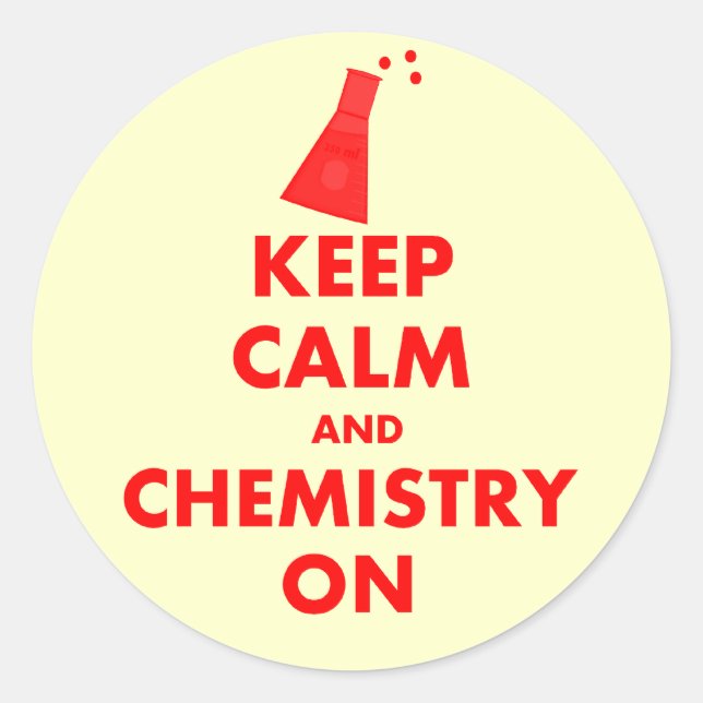 Sticker Rond Conserver le calme et la chimie sur les cadeaux (Devant)